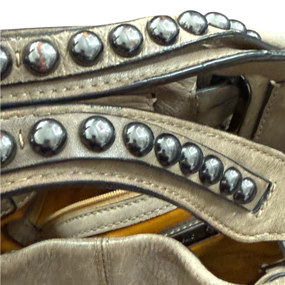 Banana Republic Taupe Brown Leather Hobo Bag with Studs - Picture 3 of 5